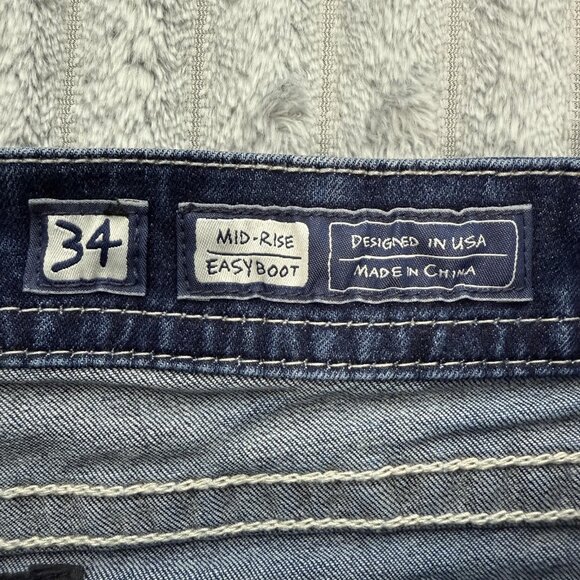 Miss Me Jeans Womens 34 Blue Mid Rise Easy Boot Boho Embroidered Dreamcatcher - Picture 4 of 13
